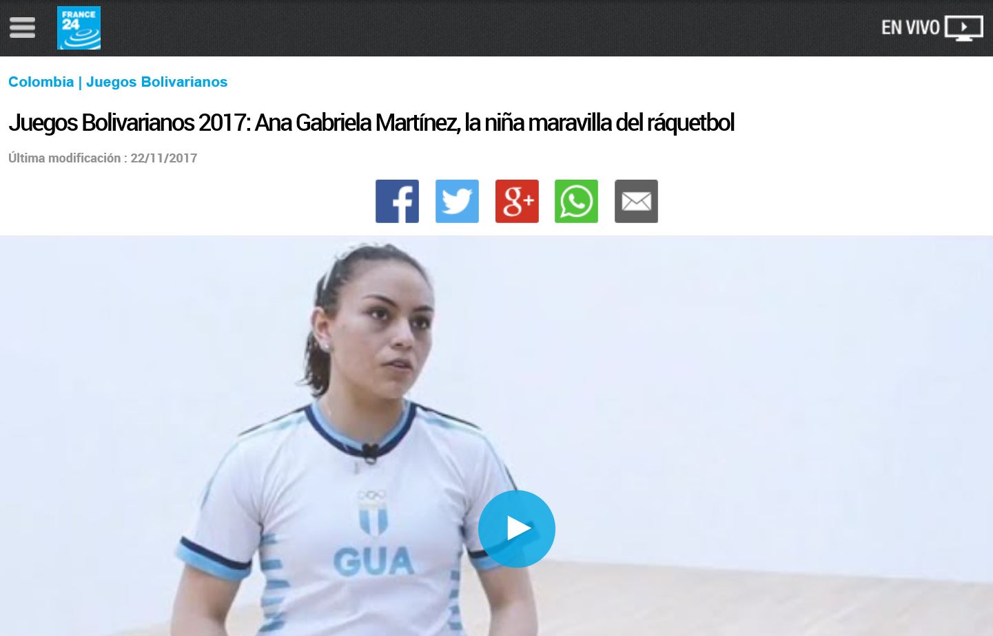 france24 Gaby Martinez Racquetball Guatemala