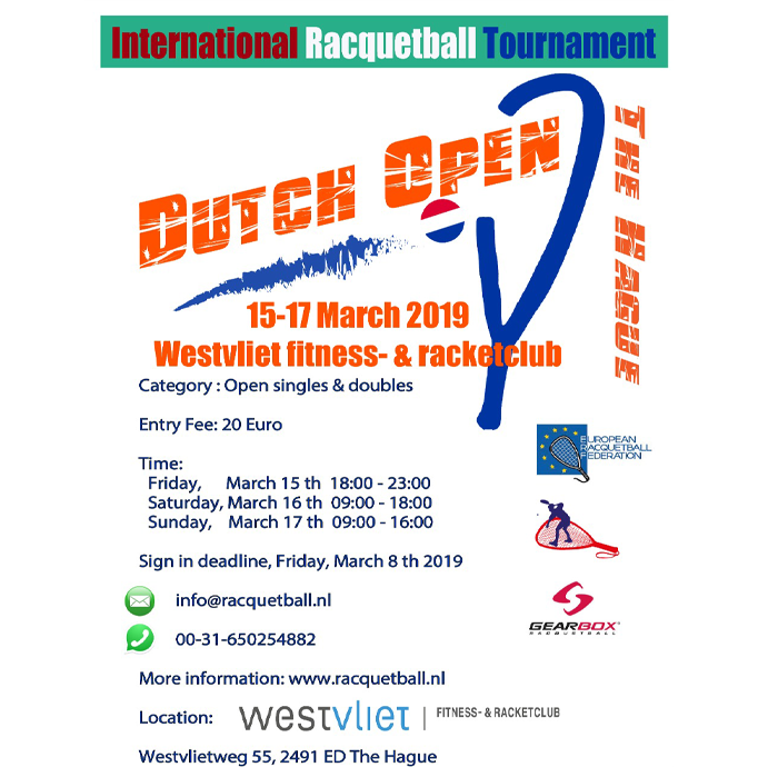 Dutch Open 2019 Racquetball Tournament